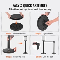 0.9M acier inoxydable rétractable file d'attente support ceinture support Stanchion barrière trafic avertissement foule contrôle corde poste ceinture rouge 320mm