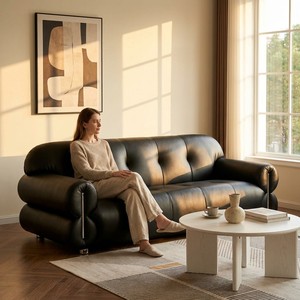 Modernes Luxus-Sofabett-Set 90*34*41 Zoll Quadratisch für Wohnzimmer Leder Umweltfreundlich Langlebig für Apartments & Hotels - Product Image 6