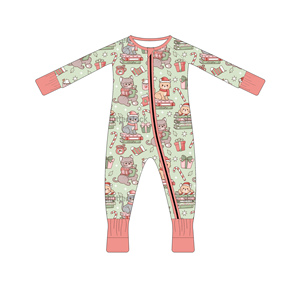 En gros, Combinaison <span class=keywords><strong>de</strong></span> nuit pour bébé en bambou rose à fermeture éclair, avec nœud, motif <span class=keywords><strong>couronne</strong></span> <span class=keywords><strong>de</strong></span> <span class=keywords><strong>Noël</strong></span> et sapin - Product Image 5