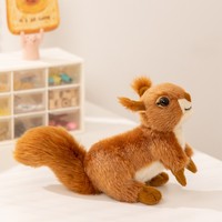 Peluche d'écureuil à poils longs, jouet en peluche doux, poupée pour cadeau et décoration de chambre