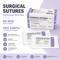 Kit de Suture Chirurgicale Vétérinaire PGA avec Aiguille Stérile EO et Fil, Boîte de 12 Pièces Résorbables pour la Fermeture des Plaies d'Animaux