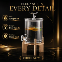 Distributeur de boissons en verre borosilicate de haute qualité, distributeur de jus et de vin, pot hermétique avec robinet et support en bois