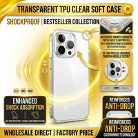 Casing HP TPU Lembut Transparan Anti Gores Anti Benturan Kustomisasi Pabrik untuk 17 Pro Max, Presisi, Pas Sempurna