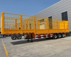 Shandong Steel 3 Axle 5-10 Ton Open <b>Cargo</b> Flatbed Stake Fence Container Semi <b>Trailer</b> 12r22.5 9.5x2.5x3.5m - Product Image 2