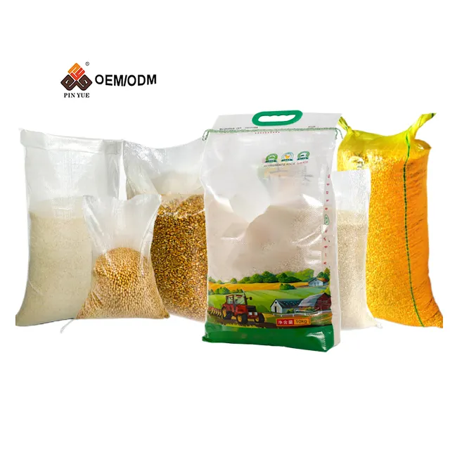 Verpackung 50 kg Reis Mais Mehl Weizen Heißkleben Kunststoffbeutel Polypropylen Gewebebeutel für Getreide PP-Gewebebeutel