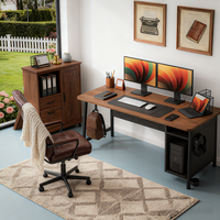 Bureau de travail moderne et simple avec une grande espace pour les jambes, bureau de jeu en bois avec rangement, bureaux d'ordinateur