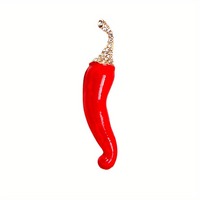 Broche Piment Rouge Vif pour Femmes et Filles, Accessoire de Costume et Robe, Épingles Dorées