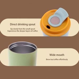 Taza de Café de Estilo Simple, Taza Térmica de Acero Inoxidable que Conserva el Agua Fría, Taza de Agua Portátil para Automóvil, Taza de Viaje para Leche y Café - Product Image 2