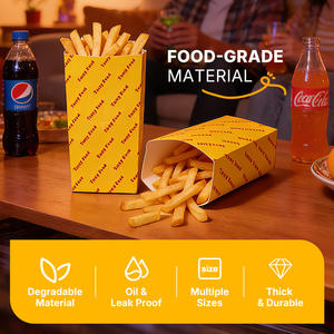 Customized Non-foldable Recyclable Disposable Paperboard Takeout Potato Chips French Fries Snack <b>Packaging</b> <b>Boxes</b> with Stamping - Product Image 1