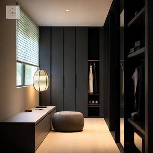 Système de <span class=keywords><strong>dressing</strong></span> moderne de <span class=keywords><strong>luxe</strong></span> XINGRUO, armoire noire avec niche ouverte pour suspension et présentoir à chaussures pour la maison - Product Image 1