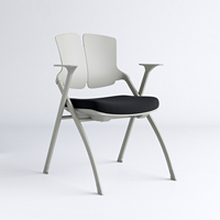Chaise d'entraînement ergonomique pliable avec assise en PP moulé par injection, empilable et emboîtable, pour salle de classe, avec tablette d'écriture et structure en acier