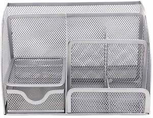 Office Supplies Multi-functional Stationery Storage 5 Compartments Black Metal Mesh Desk Organizer for Pencil <b>Pen</b> Holder - Product Image 4
