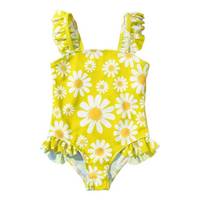 Maillot de bain une pièce pour enfants très vendu - Imprimé marguerite vibrant, plusieurs options de couleurs, maillot de bain tendance pour enfants pour les petites filles