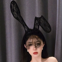 Masque pour les yeux en dentelle avec oreilles de lapin, accessoire de lingerie romantique et coquette, coiffe de costume pour femme, idéal pour les fêtes, les séances photo et comme cadeau