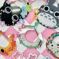 Porte-clés en acrylique personnalisé avec impression de dessins animés, mignon, kawaii, double face