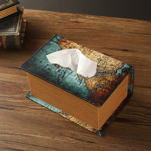 Caja de pañuelos con forma de libro de arte místico, diseño clásico de madera para el hogar, sala de estar, dormitorio, mesa de centro - Product Image 2
