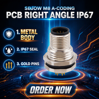 Sejow M8 DIN Mâle/Femelle PCB Angle Droit IP67 Étanche 4P Contact en Laiton Boîtier en Nylon/PC/Aluminium Bornes IEC61076