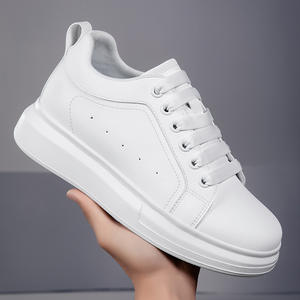 Zapatos Casuales de Malla Blanca con Aumento Invisible de Altura de 8CM para Hombre, con Punta Poco Profunda, Cordones, Suela Gruesa, Moda Juvenil, Versátiles - Product Image 3