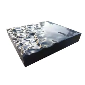 Karois — Table basse en arc de forme circulaire, Table basse moderne avec Surface marbre des vagues de l'océan, rangement en pierre liquide, grande taille