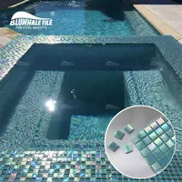 Bluwhale - Square Iridescent Glass Mosaic Tile, Hot Melt