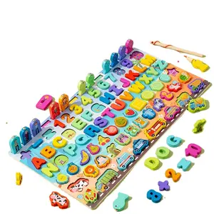 Popular Logarithmic Board Toy Count Numbers Matching Board Fishing Math Toys