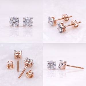Paire de boucles d'oreilles en diamants de laboratoire de 3,5 mm et 4,0 mm |   Boucles d'oreilles en diamant |   Boucles d'oreilles à percer |   Style bohème délicat |   Diamants - Product Image 5