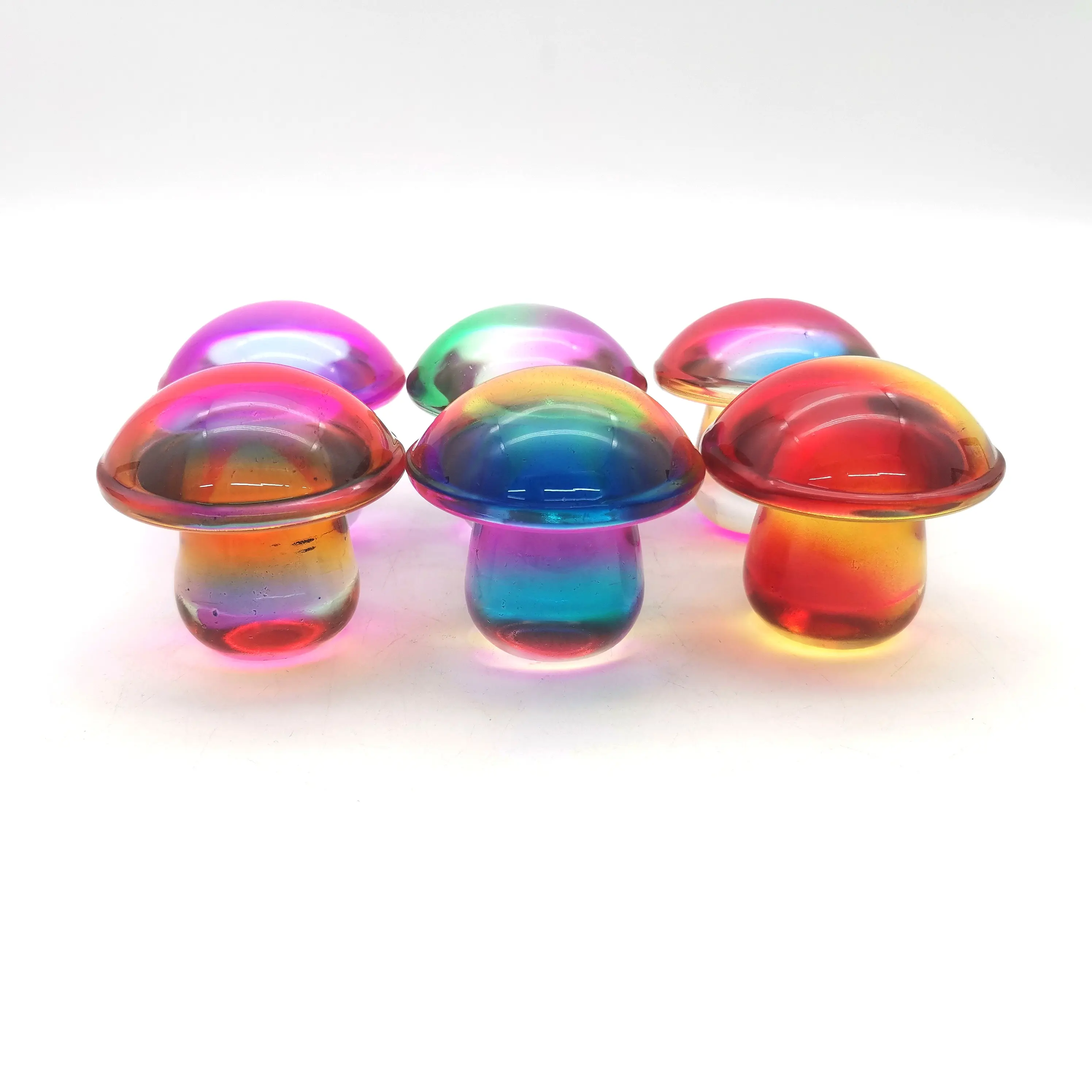 Wholesale Cheap Price Hand Carving Titanium Aura Crystal Crafts Mushroom Gift Ornaments