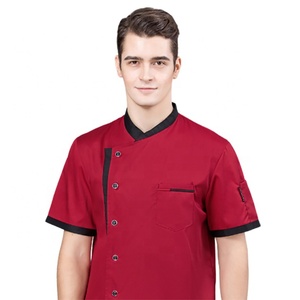 Sunyue-Veste de <span class=keywords><strong>chef</strong></span> unisexe en coton, blanc et noir, manteau de <span class=keywords><strong>chef</strong></span> de cuisine, court, mélange de coton, manteau de travail pour restaurant et bar - Product Image 4