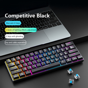 Wired Mechanical Gaming Keyboard USB Type-C <strong>Interface</strong> 61 Keys Mixed Color Backlit ABS Material Plug and Play for Laptop Desktop - Product Image 3