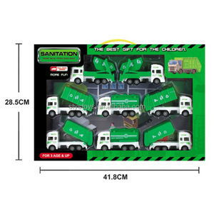 <strong>Mini</strong> Scale Unisex Toy Vehicle Set 8Pcs Sanitation <strong>Garbage</strong> <strong>Truck</strong> Pull-back City Services Vehicle Toy Set Kids Car Model - Product Image 4