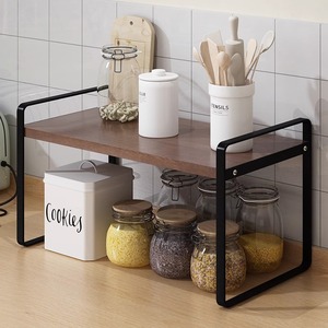 <b>Kitchen</b> Storage <b>Rack</b> 2 Tier Wooden Shelf Multi Functional Spice Organizer Countertop Organizer for <b>Kitchen</b> - Product Image 1