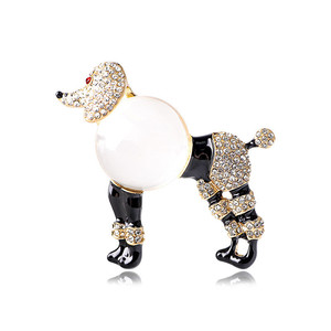 <span class=keywords><strong>Vintage</strong></span> Golden Cat Pussy Kitten Green Glass Azure Stone Ball Crystal Stone Aleación de piedra Pin de pecho Poodle Esmalte Pin para mujeres y hombres - Product Image 4