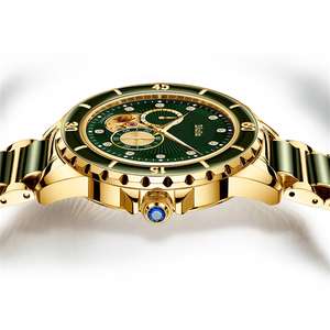 Diellea <b>Men's</b> Mechanical Automatic Jade <b>Gold</b> <b>Watch</b> Hollow Business Luxury Antique Sport Fashion Sapphire Couple Pair 6025 - Product Image 4