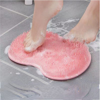 Brosse de massage en silicone pour nettoyer le dos des pieds, tapis antidérapant pour salle de bain, grattoir de douche exfoliant avec ventouse