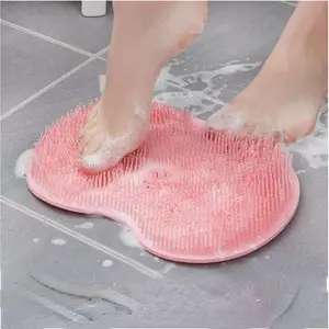Silicone Back Foot Wash Body Cleaning massage Brush Bathroom Non-slip Mat Exfoliating Shower Massage Scraper with Suction cup