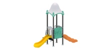 Équipement de terrain de jeu combiné pour enfants en plein air ASTM F1487, ensemble de jeu à double toboggan en LLDPE pour maternelle, école maternelle, parc communautaire
