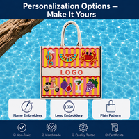 Sac fourre-tout personnalisé à rayures et perles, sac à main de plage côtier, cadeau de mariage pour enterrement de vie de jeune fille, sac à perles de rocaille, OEM