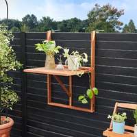Table de balcon pliante en bois - Table suspendue réglable pour économiser de l'espace, idéale pour l'extérieur