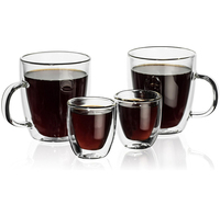 16oz grande de doble pared aislado de vidrio borosilicato Americano Lattes té leche taza Lavable a mano cerámica tazas de café tapa de Bambú