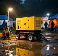 Groupe électrogène diesel silencieux de type remorque 50kW-400kW, station d'alimentation mobile avec châssis sur roues pour alimentation de secours sur chantier