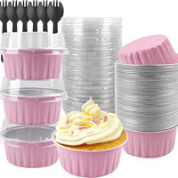 Gobelet en aluminium alimentaire réutilisable et sûr, moule rond jetable pour muffins, ramequin à pudding pour la pâtisserie à domicile