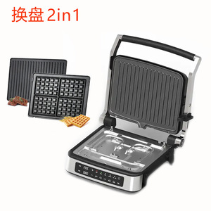 2in1 Electric Griddle <b>Waffle</b> <b>Maker</b> Stainless Steel Non-Stick Plate Double-Sided Heating Touchscreen Control Breakfast Sandwich - Product Image 1