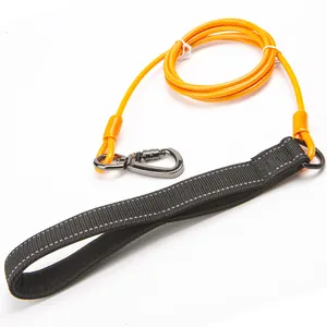 Custom Soft Handle Pet Leashes Dog Run Cable PVC Coated Wire Rope Dog Steel Leash Running Cable Rope For Dog