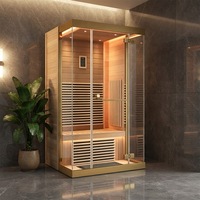 Sauna à vapeur Fleuran en bois massif moderne, panneau de commande informatisé, 2 personnes, 6KW, 220V, personnalisable pour une utilisation en intérieur/extérieur