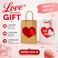 Sacs en papier de luxe pour fêtes de mariage, vente en gros, sacs cadeaux en papier kraft recyclables, imprimés cœur, sacs écologiques pour la Saint-Valentin