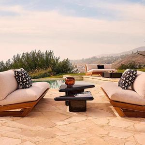 Sofá de exterior Villa Sunroom Hotel Patio Jardín <span class=keywords><strong>Piscina</strong></span> Salón Muebles de exterior de madera maciza - Product Image 3