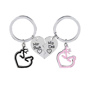 Llavero de Pareja, Llavero de Corazón de Metal Personalizado con la Frase 'Ella Es Mi Niña', 'Él Es Mi Niño', Regalo Romántico para el Día de San Valentín, Llaveros con la Frase 'Te Amo' - Product Image 1