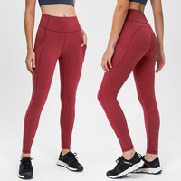 Legging Yoga Fitness Roregal New Lemon Second Skin High Waist dengan Kantong Samping, 80% Nylon/20% Spandex, Bahan Halus