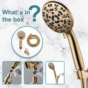 Set di accessori per rubinetto da bagno in oro ad alta pressione a 8 funzioni per doccia con supporto regolabile in gomma Lavatrici ad alta pressione - Product Image 6