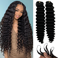 Extensions de cheveux humains bouclés au crochet, vierges, pré-bouclées, style plumes, pour tresses bohèmes, ondes d'eau et ondes profondes, pré-bouclées